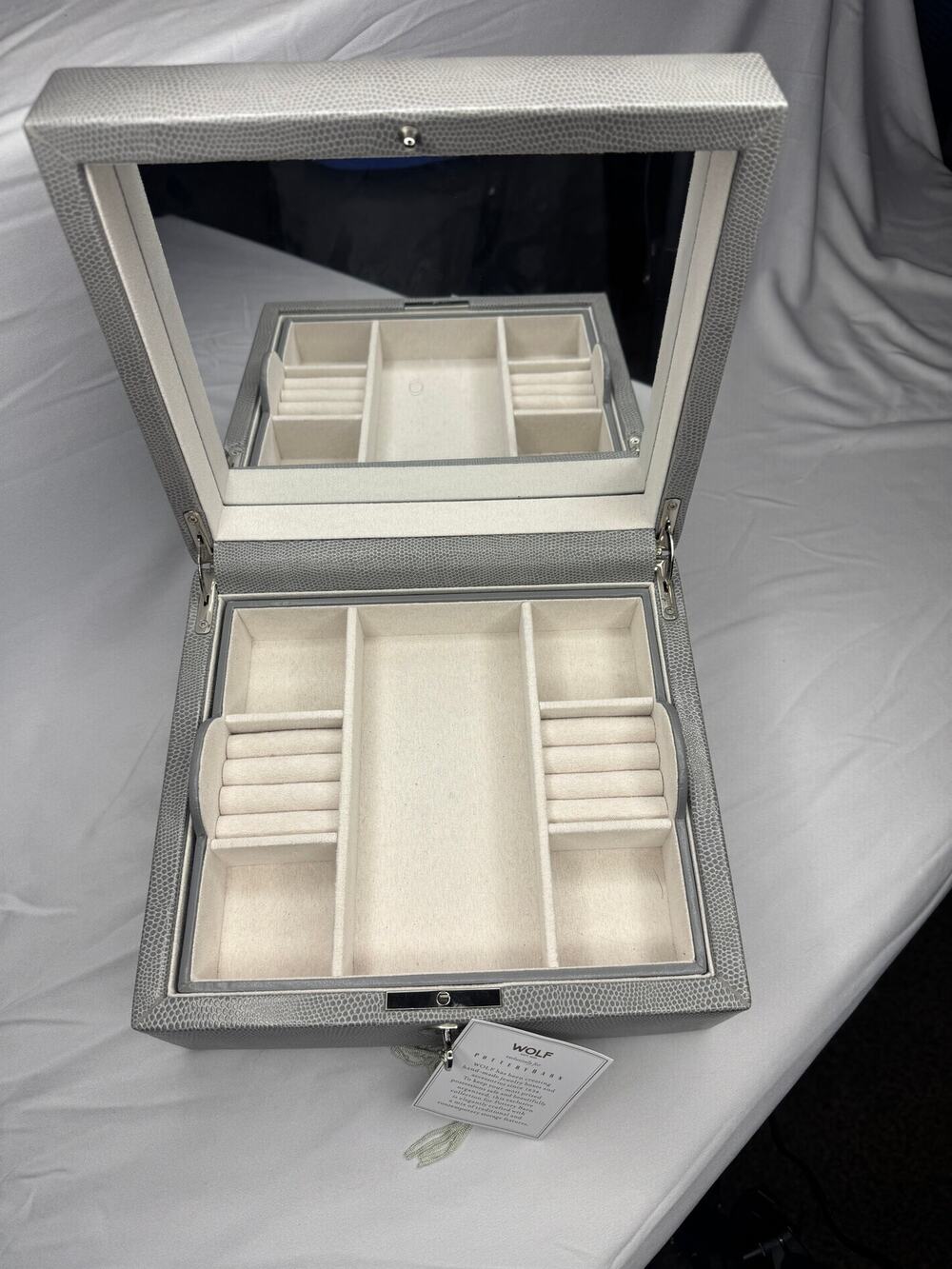 Elegant Wolf jewelry box designed exclusively for Pottery Barn. Keys Included